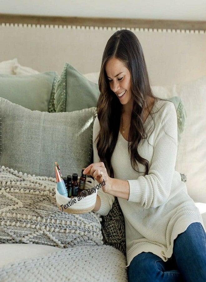 Textile and Beyond منظم تخزين صغير من الحبال من Textile and Beyond Boho Home Decor - سلة من الجوت للفواكه والغسيل، منظم دلو لغرفة المعيشة والمطبخ والحمام (مجموعة من 3 قطع، 1.7 كجم) - Image 2
